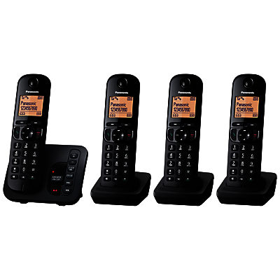 Panasonic KX-TGC224EB Digital Cordless Telephone with 1.6  Backlit LCD Screen, Nuisance Call Blocker & Answering Machine, Quad DECT